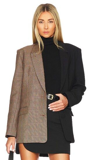 Spliced Check Blazer in Brown Check | Revolve Clothing (Global)
