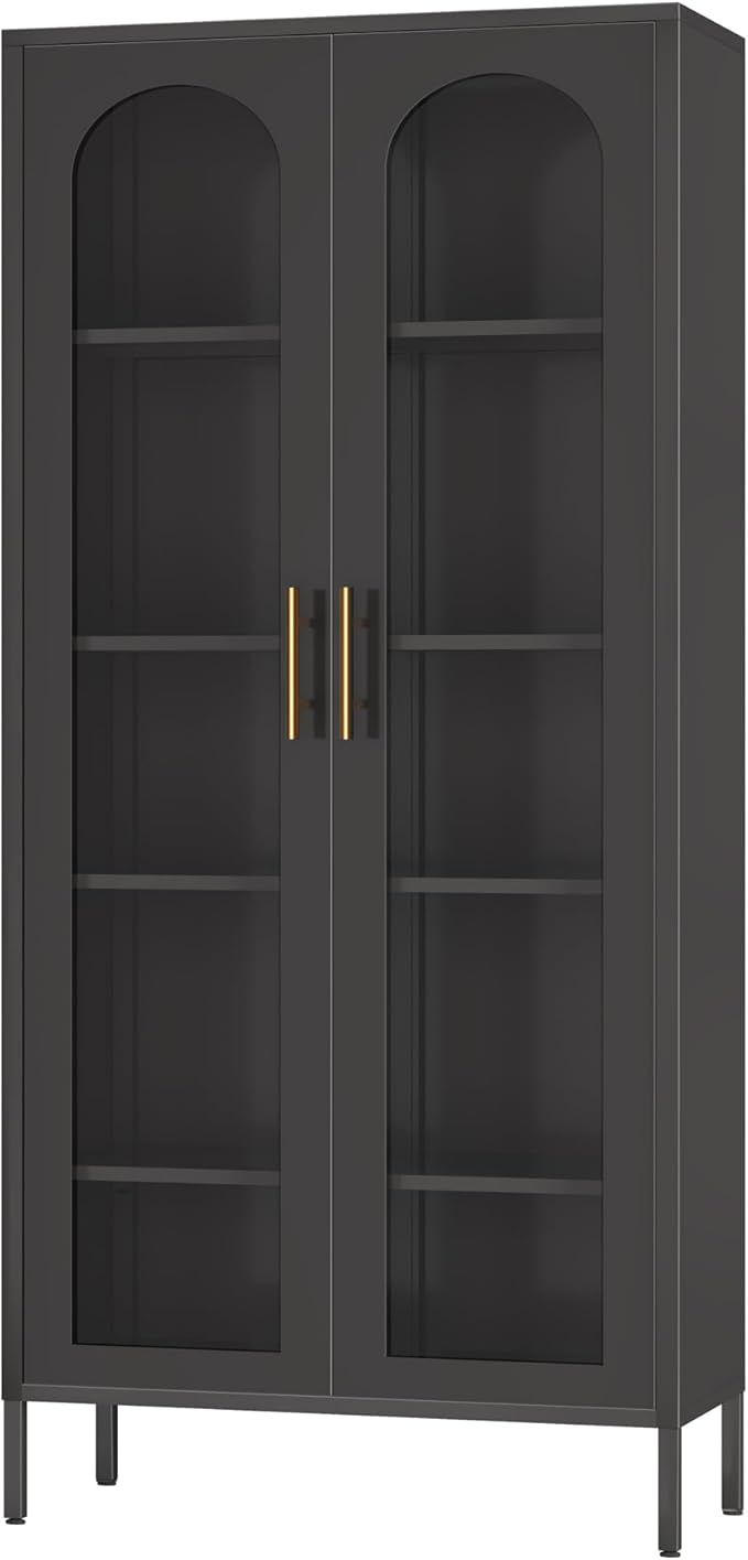 Storage Cabinet,71" Kitchen Pantry Cabinet with Glass Doors,Tall Display Curio Cabinet with Doors... | Amazon (US)