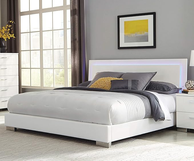 Coaster Home Furnishings Cama con plataforma, blanco brillante, tamaño Queen | Amazon (US)