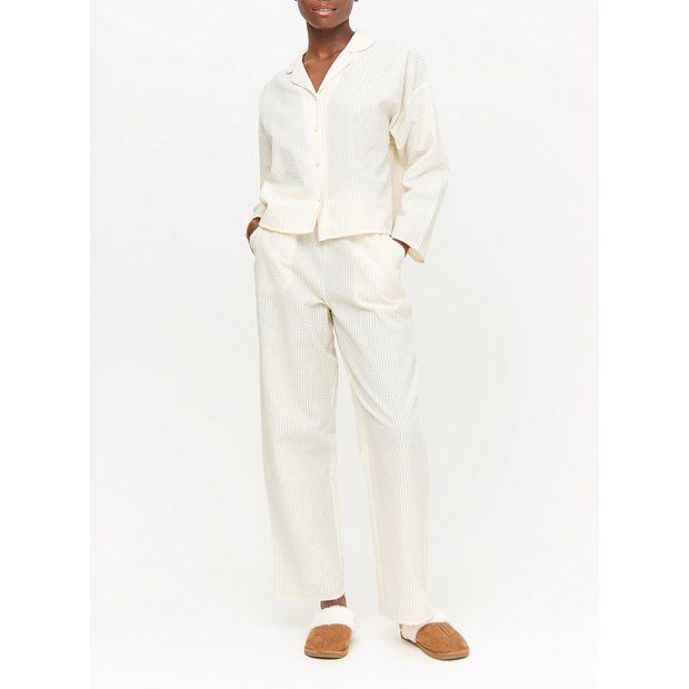 Buy Neutral Stripe Seersucker Coord Pyjama Bottoms 8 | Pyjamas | Tu | Tu Clothing