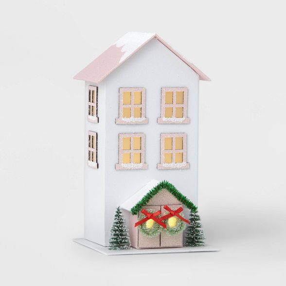 Paper Tall House Decorative Figurine White/Pink - Wondershop&#8482; | Target