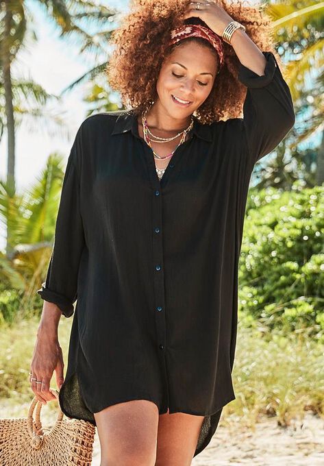 Shea High-Low Button Front Cover Up Shirt | Swimsuitsforall.com