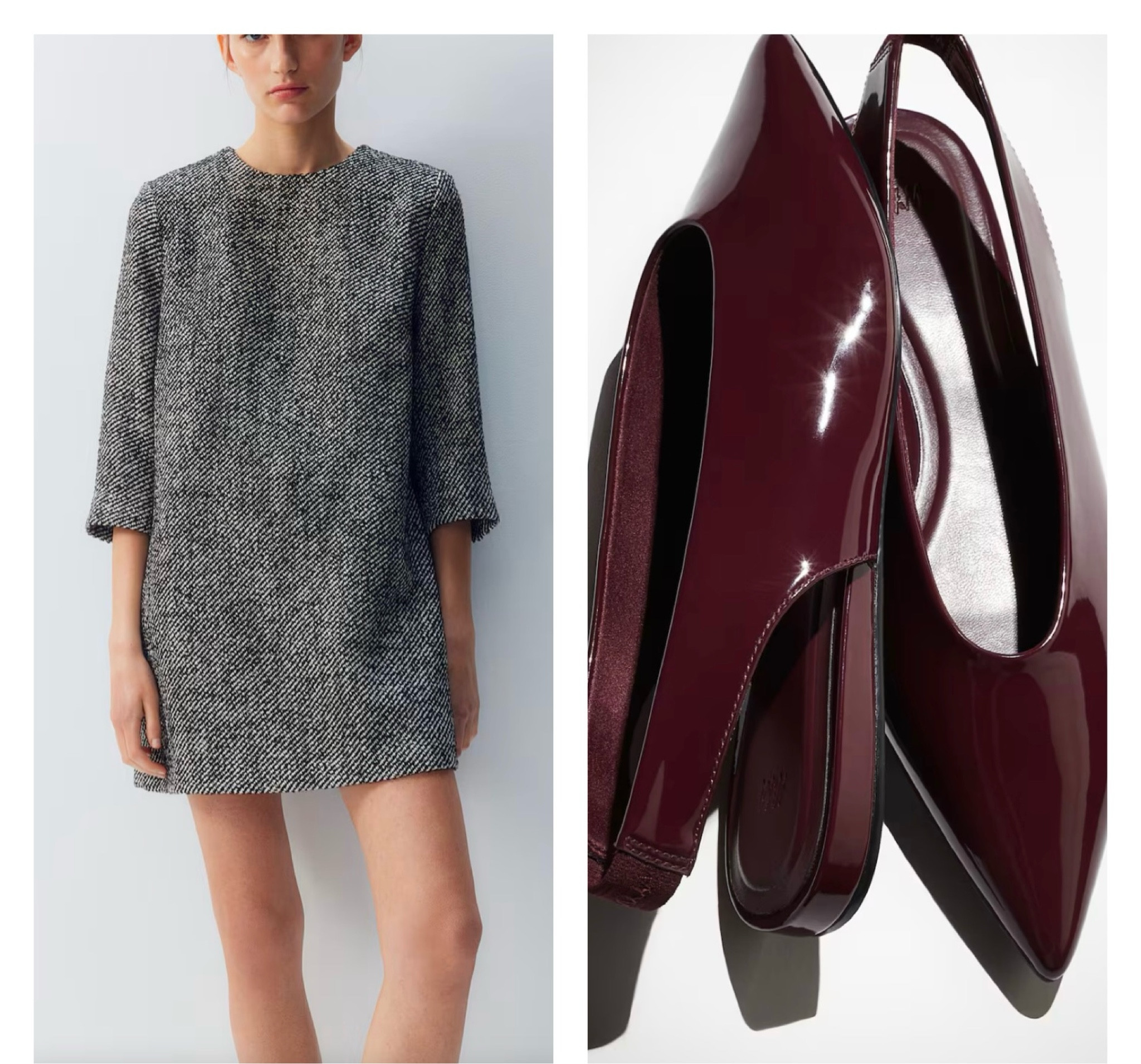 Just ordered this outfit for the new year. Under $80 for both. The dress is BOUCLÉ and styles beautifully with the burgundy patent slingbacks!  #h&m #newyear #simpleandchic 

#LTKSeasonal #LTKStyleTip #LTKFindsUnder100