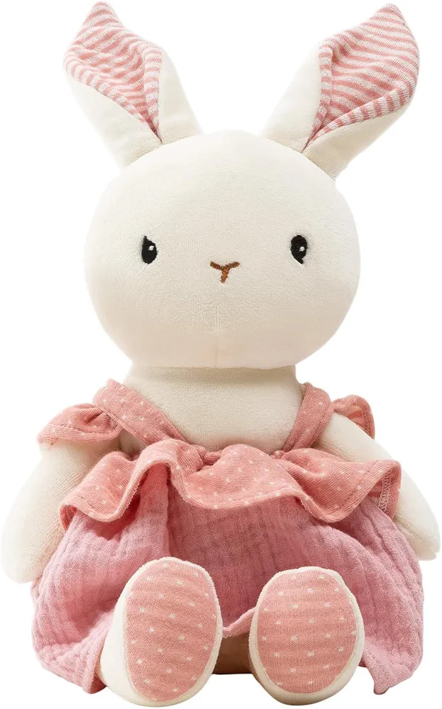 Bunny Stuffed Animal Organic Cotton Baby Plush Toys, 9" Easter Plush Bunny Soft Cuddly Toy for Ba... | Amazon (US)
