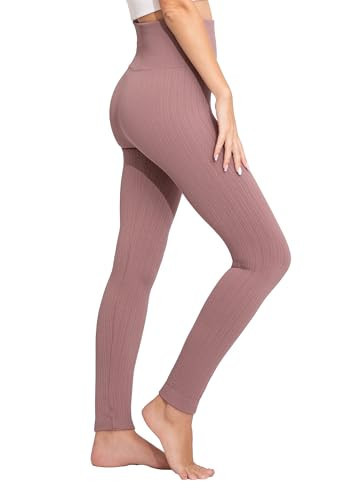 Conceited Fleece Lined Leggings Women - Regular and Plus Size Tights - Warm Sweater Premium Fabric in Many Colors - Mauve - Large - X-Large | Amazon (US)
