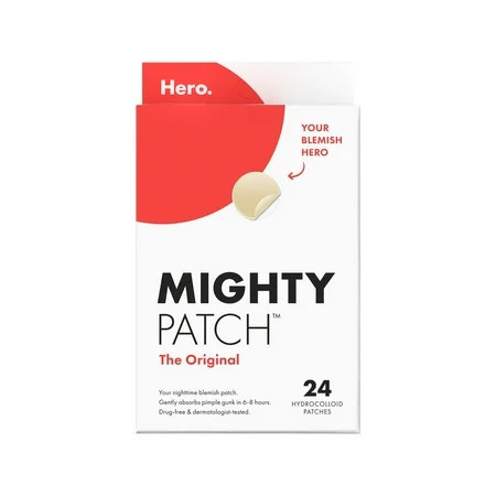 Hero Cosmetics Mighty Patch Original, Nighttime Hydrocolloid Acne Pimple Patch, 24 Count | Walmart (US)