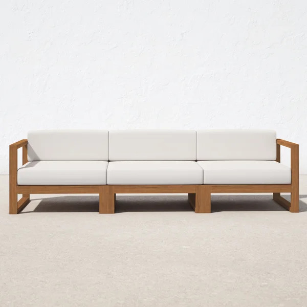 Upland Outdoor Patio Teak Wood 3-Piece Sectional Sofa Set | Wayfair North America