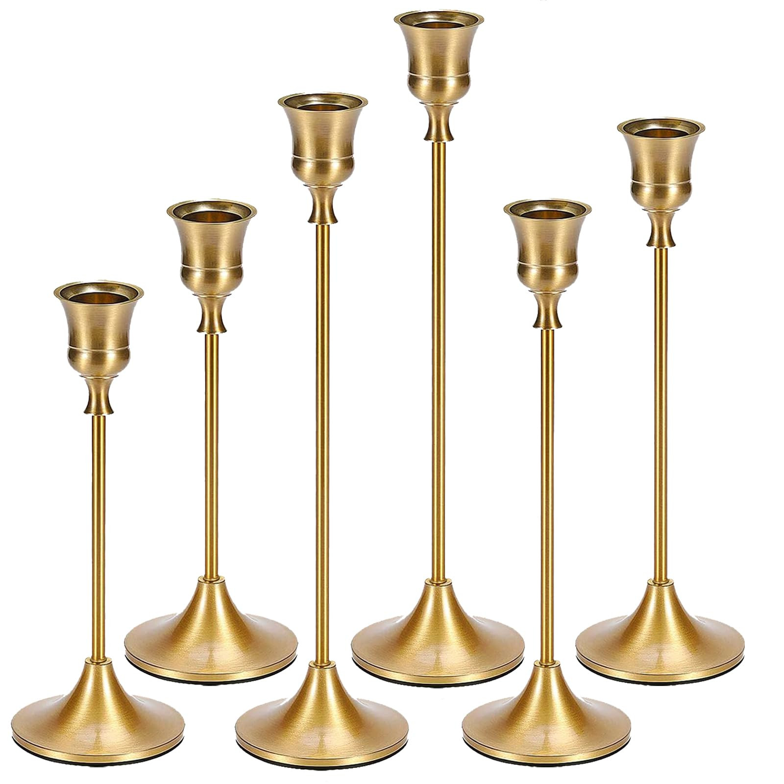 Candle Holder Brass Candlestick Holders - Gold Candlestick Holder Gold Taper Candle Holder Set of... | Amazon (US)
