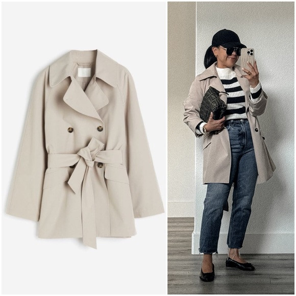 Light Beige Short Trench Coat (L, XL) | Poshmark