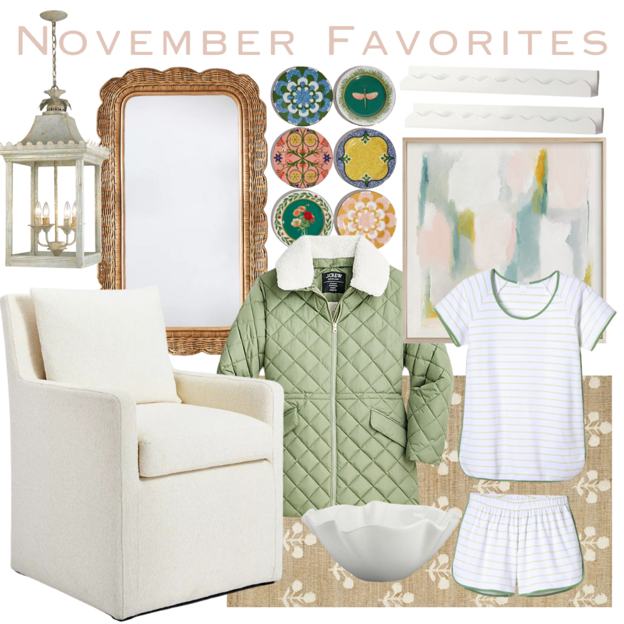 November Top Sellers
Cream swivel chair quilted puffer coat lake pajamas ruffle bowl scalloped mirror pendant light plate wall abstract art nursery shelves block print Erin gates rug target finds grandmillennial style 

#LTKhome #LTKstyletip #LTKsalealert