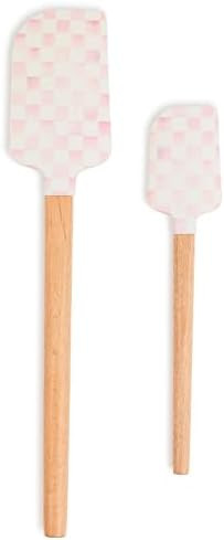 MACKENZIE-CHILDS Set of 2 Spatulas, Silicone Kitchen Spatula Set, Pink-and-White Rosy Check | Amazon (US)