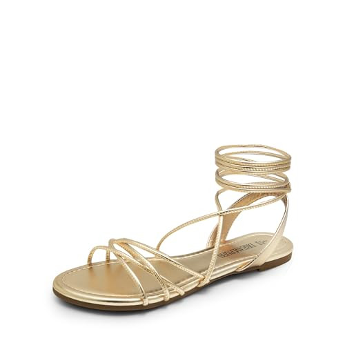 Amazon.com | DREAM PAIRS Women's Flat Sandals Strappy Comfortable Dressy Summer Lace-Up Gladiator... | Amazon (US)