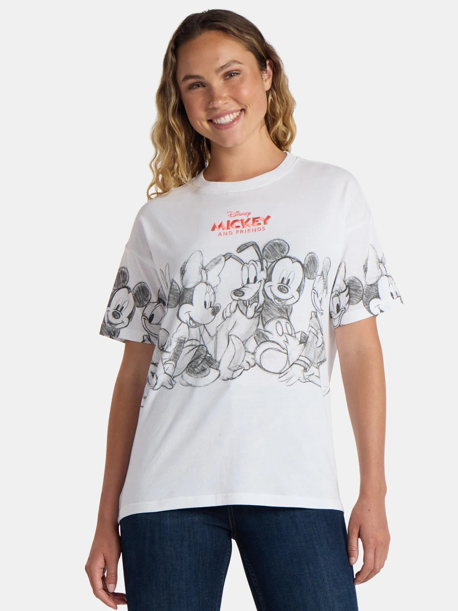 Disney Women's Mickey Mouse and Friends Graphic Tee with Short Sleeves, Sizes XXS-2XL | Walmart (US)