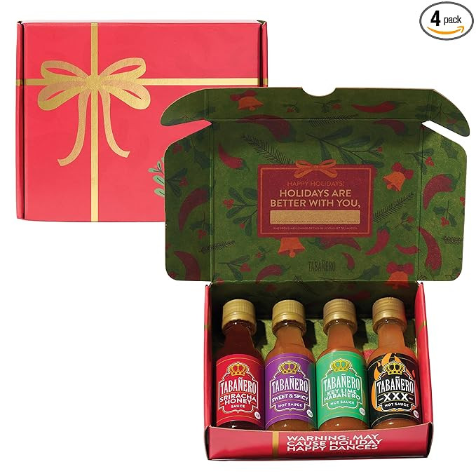 Mini Hot Sauce Gift Set by Tabañero, Holiday Gift Box with Sriracha Honey, Sweet and Spicy, Key ... | Amazon (US)