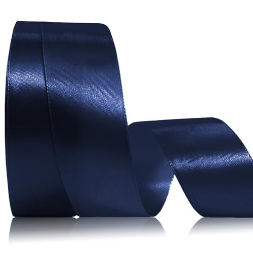 OMAIGAR Navy Blue Ribbon 1-1/2 Inch Width, Solid Satin Ribbons with 6 Yards Length Silk Fabric for Gift Wrapping or Wedding Party Birthday Decoration - Navy Blue,1-1/2 Inch x 6 Yards | Amazon (US)