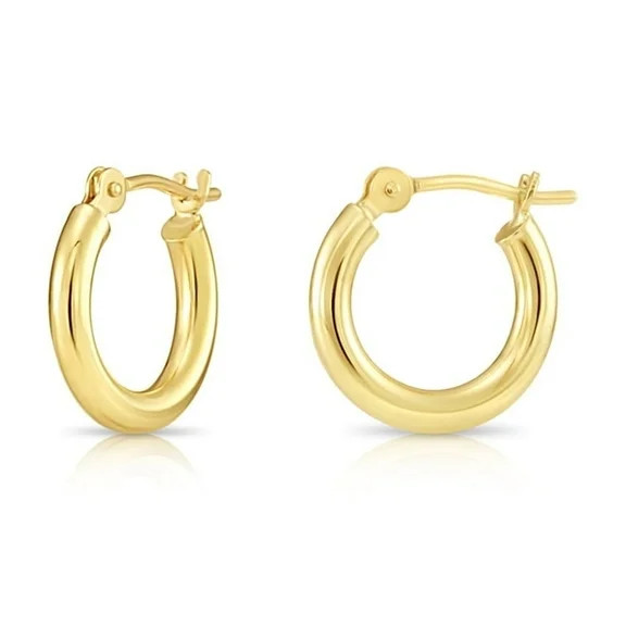 Tilo Jewelry 14K Yellow Gold Classic Polished Round Gold Hoop Earrings (12mm) for Women & Unisex | Walmart (US)