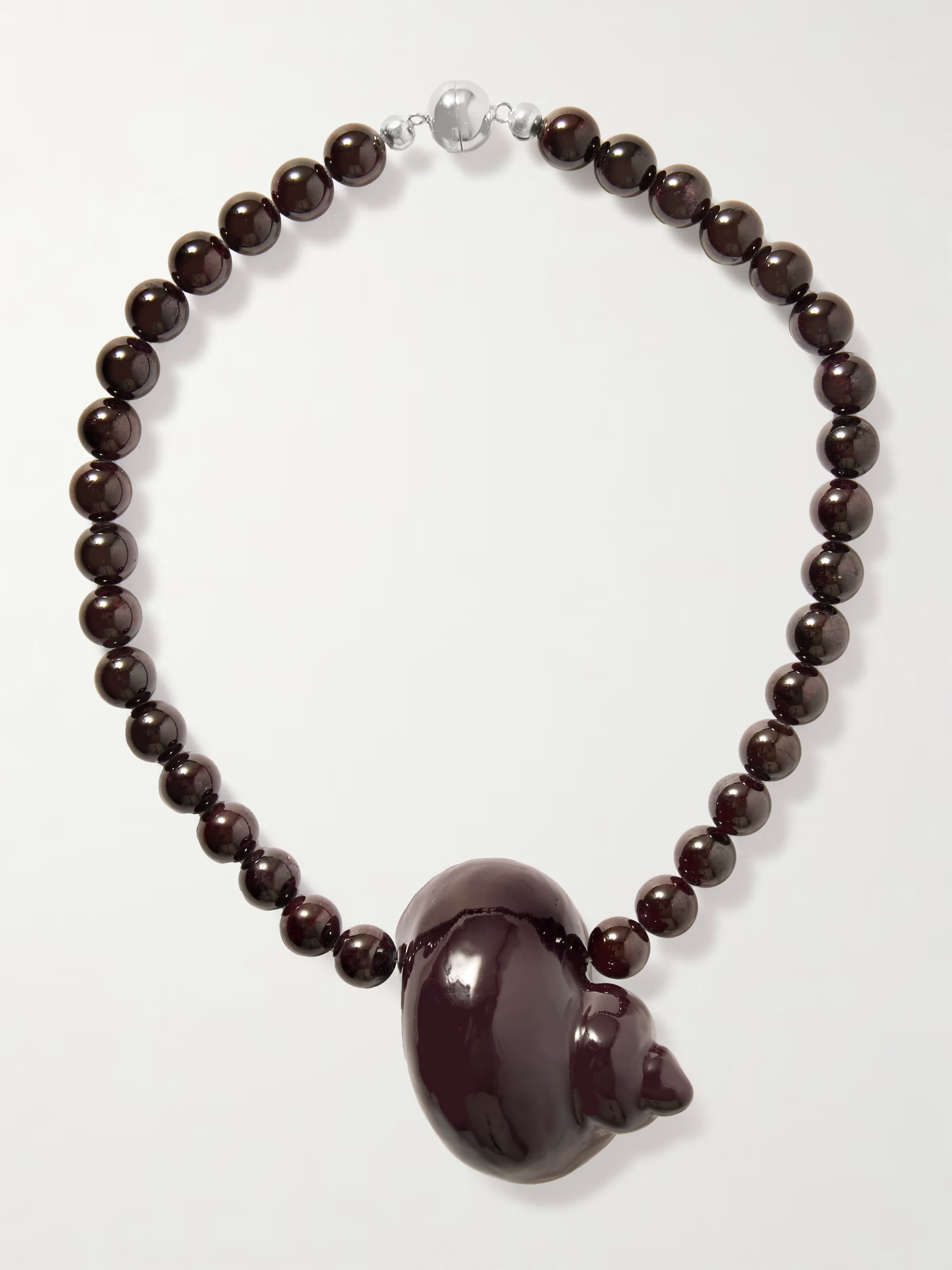 Mykonos rhodium-plated garnet necklace | NET-A-PORTER (US)