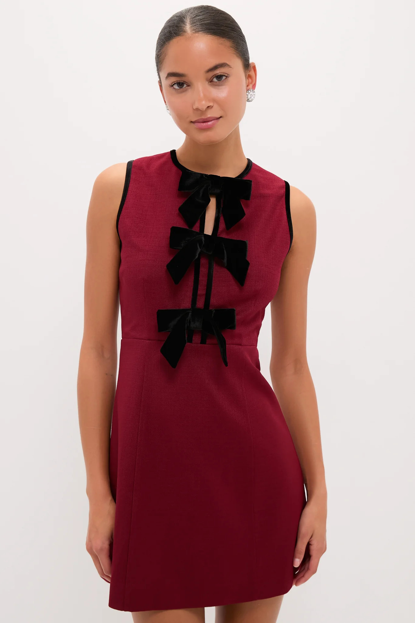 Cranberry Velvet Bow Jaclyn Mini Dress | Tuckernuck (US)