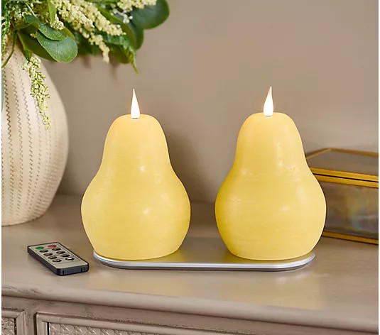 Home Bliss Set of 2 Rechargeable 5" Flameless Pear Candles | QVC