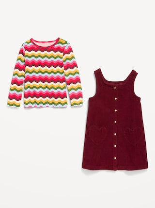 Long-Sleeve T-Shirt and Corduroy Dress Set for Toddler Girls | Old Navy (US)