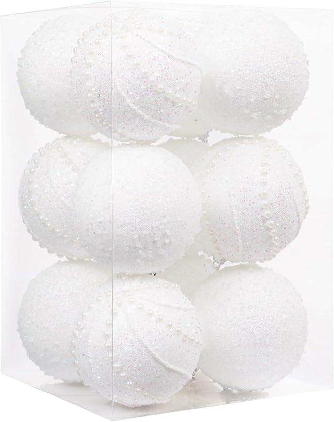3.15" Christmas Ball Ornaments 12pcs Sequin Christmas Balls Shatterproof Christmas Tree Ornaments... | Amazon (US)