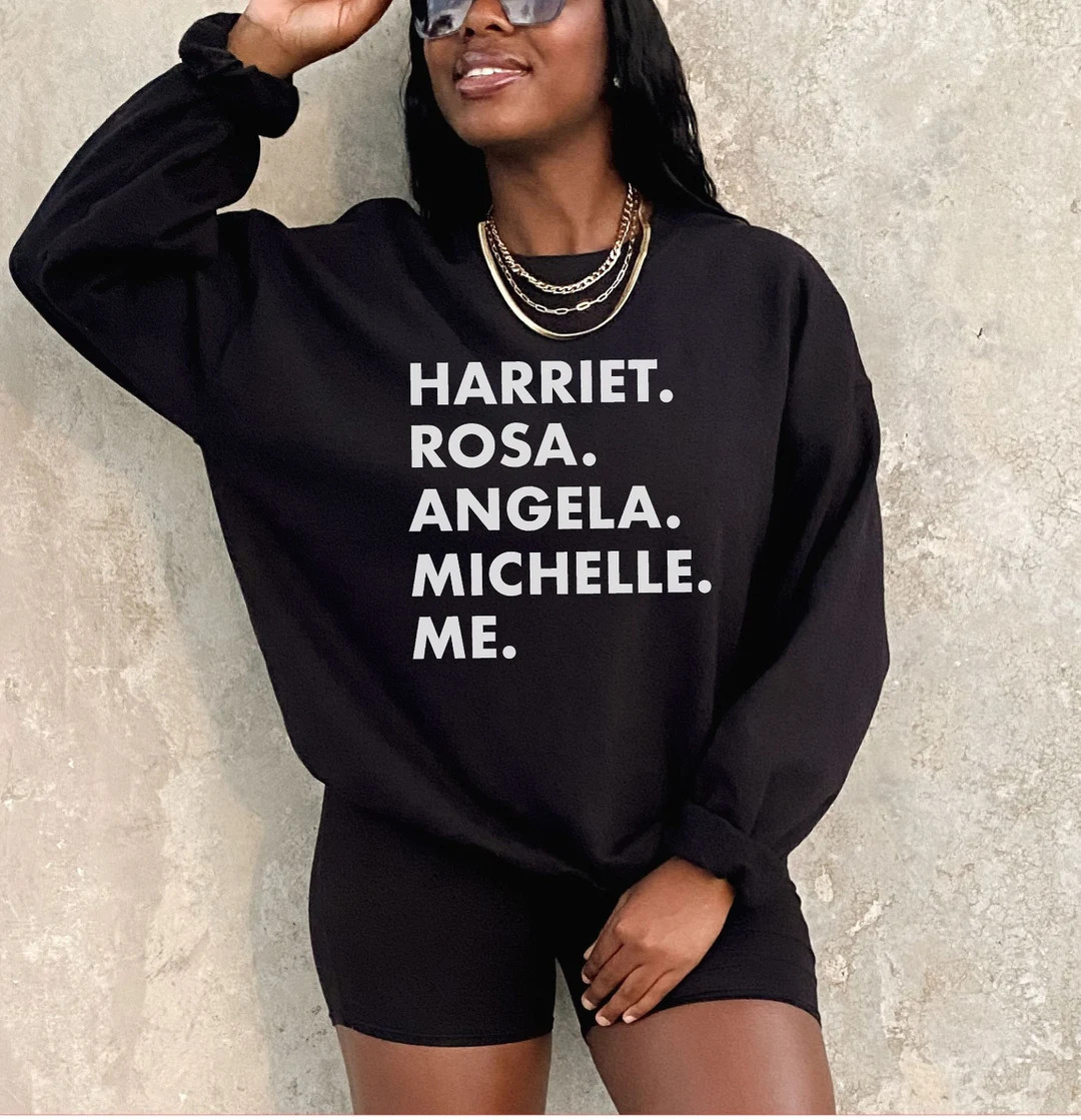 Harriet Rosa Angela Michelle Me Sweatshirt Black Fist Sweater, Black History Lives With You, Wome... | Etsy (US)