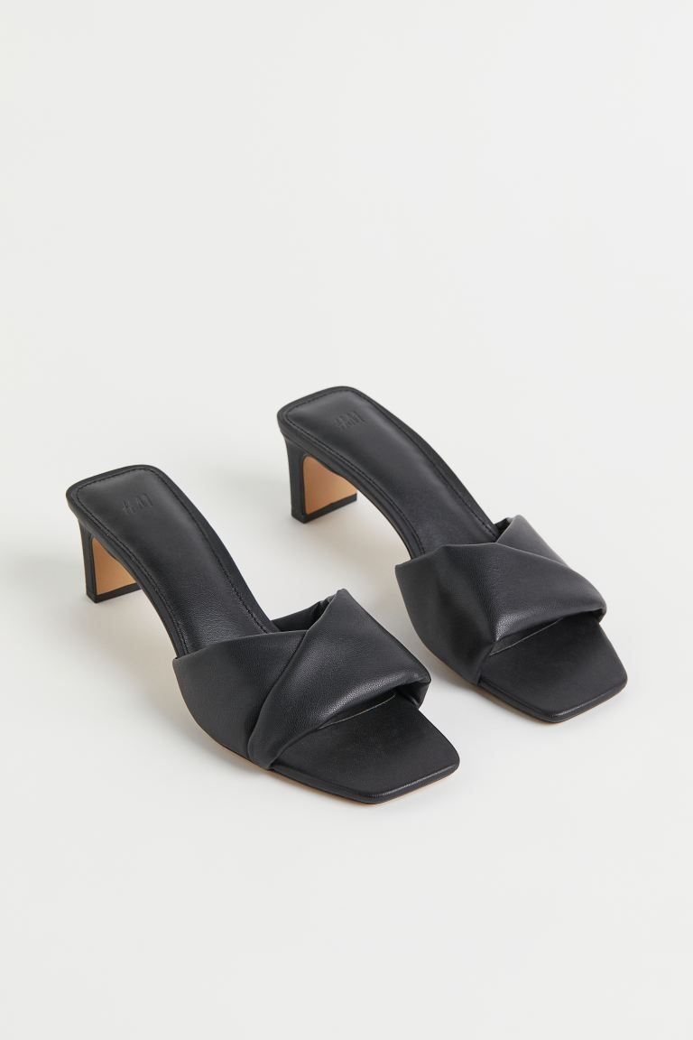 Sandals in imitation leather with covered block heels, square toes and a lightly padded, crossove... | H&M (UK, MY, IN, SG, PH, TW, HK)