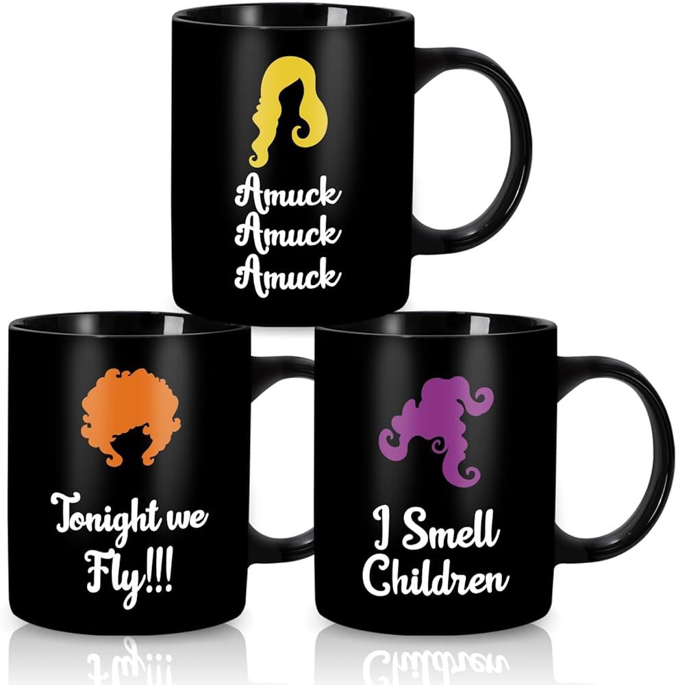 Whaline 3Pcs Halloween Mug 12oz Hocus Pocus Coffee Mug Witch Sisters Ceramic Drinking Mugs Hallow... | Amazon (US)