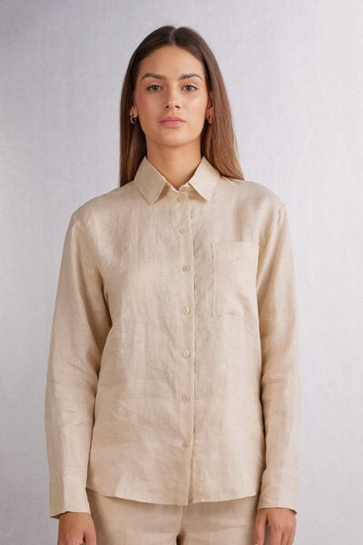 Intimissimi The Pure Linen Shirt in Linen Fabric Woman Natural Size S | Intimissimi (US)