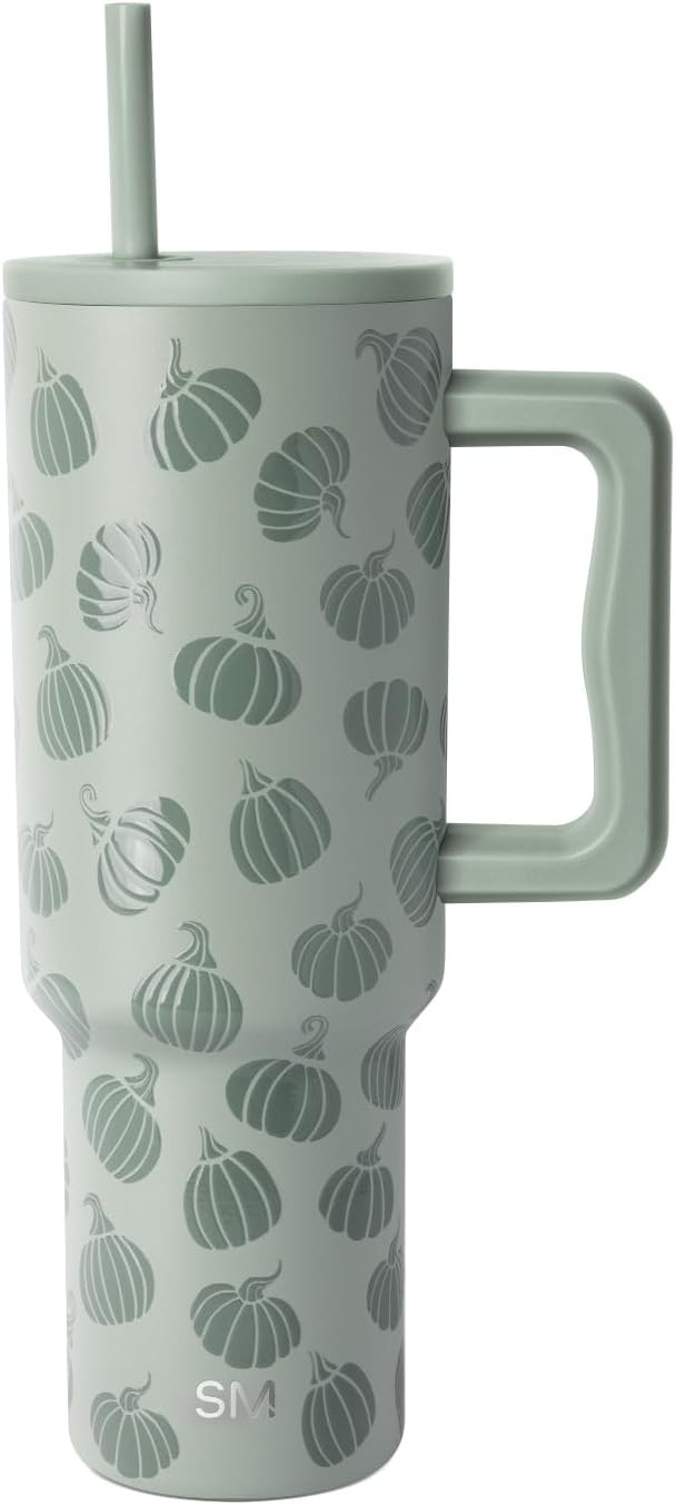 Simple Modern Halloween Tumbler with Handle | 40oz | Pumpkins | Trek Tumbler, Travel Mug | Insulated Water Bottle, Cupholder Friendly, Stainless Steel Cup, Gourdgeous Green | Amazon (US)