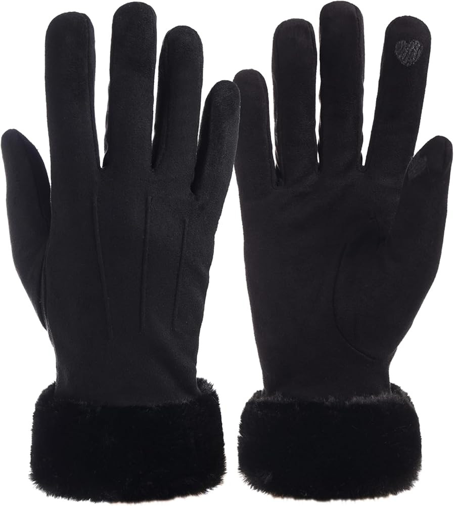 Winter Gloves for Women, Stretch Fleece Gloves with Touchscreen, Thermal Knit Lining Warm Gloves ... | Amazon (US)