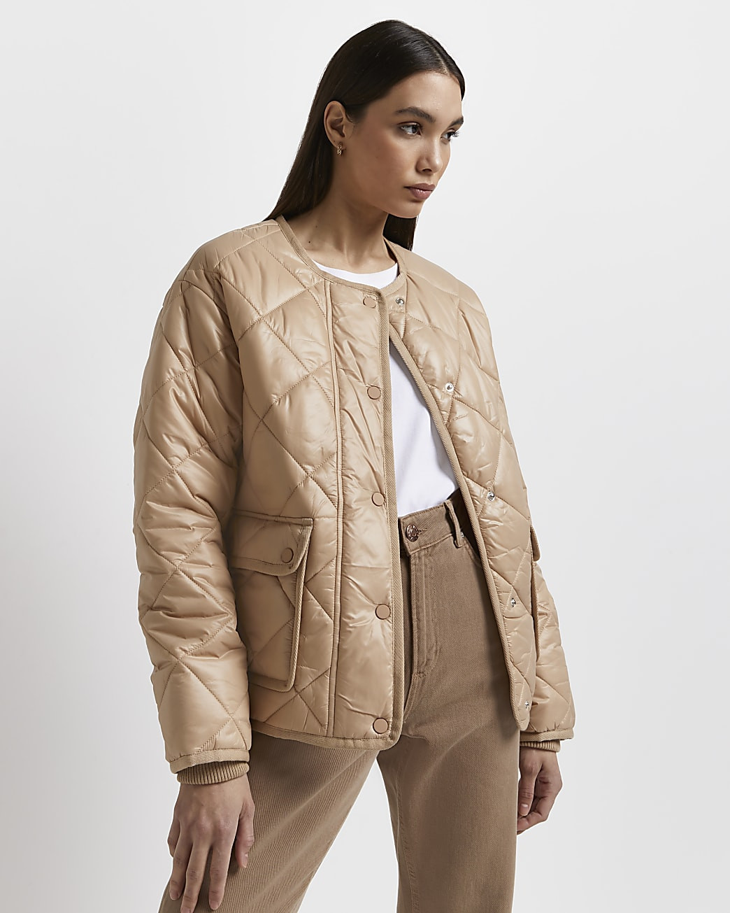 Beige leichte wattierte Jacke | River Island (UK & IE)