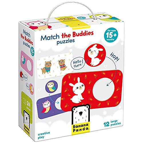 Banana Panda Match The Buddies Toddler Puzzles - Beginner Puzzles Set & Matching Activity with 12 Large 2-Piece Puzzles for Early Learning and Motor Skills Development, for Kids Ages 15 Months & up | Amazon (US)