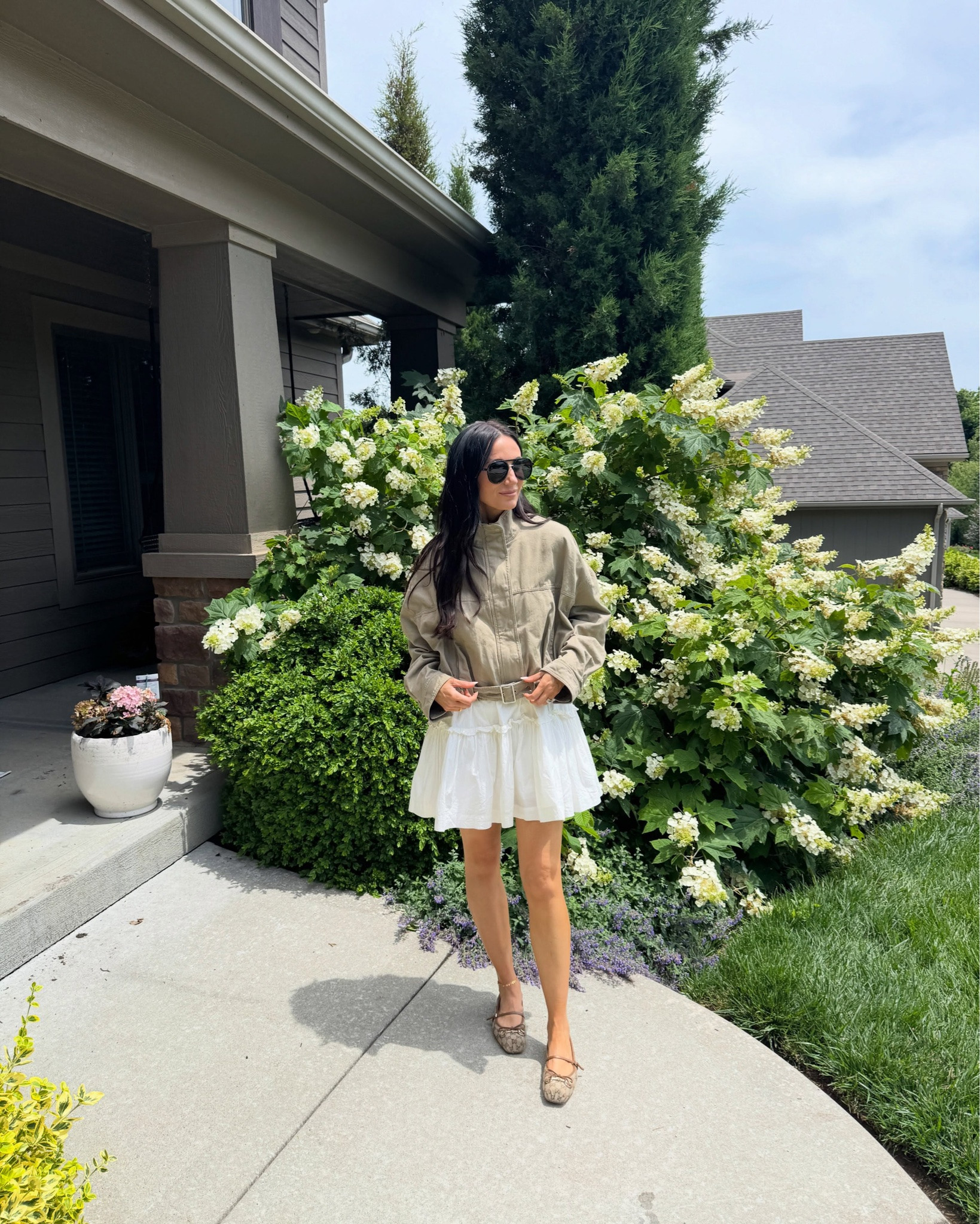 If you love a jacket at night in the summer- this style is a good bet. Will be on-trend this fall and the shape is just so cool 😎  been worn her with a little white dress three times in the last two weeks. Maybe I’ll branch out 😂