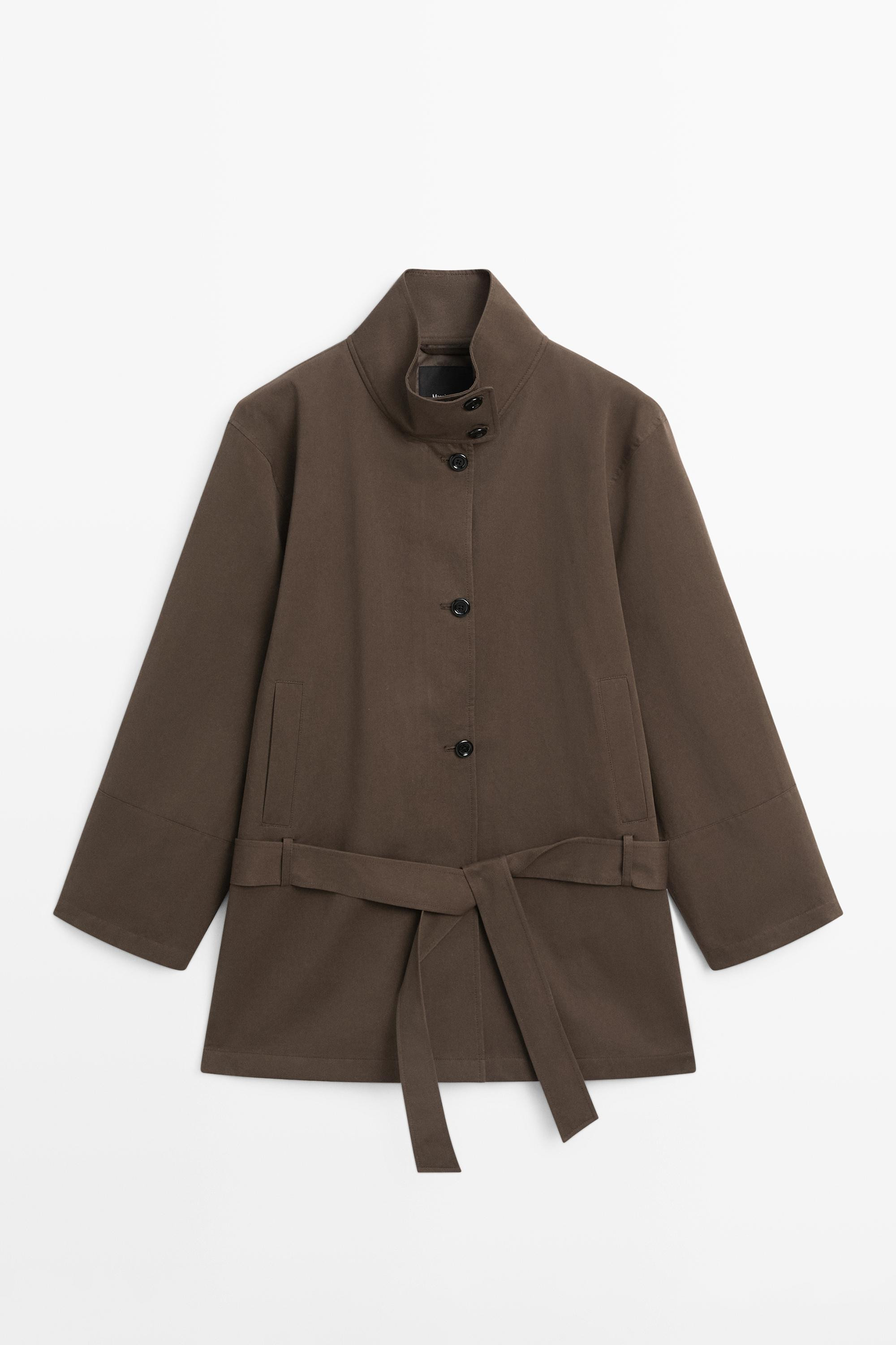 Mid-length trench coat with belt detail | Massimo Dutti UK