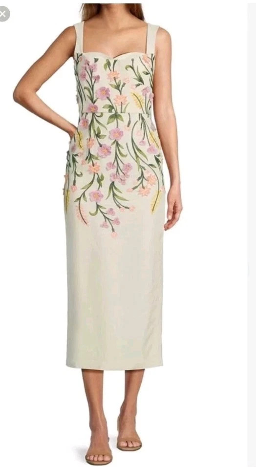 ANTONIO MELANI HALO SHEATH DRESS EMBROIDERED FLORAL APPLIQUE IVORY Sz 4 NWT | eBay US