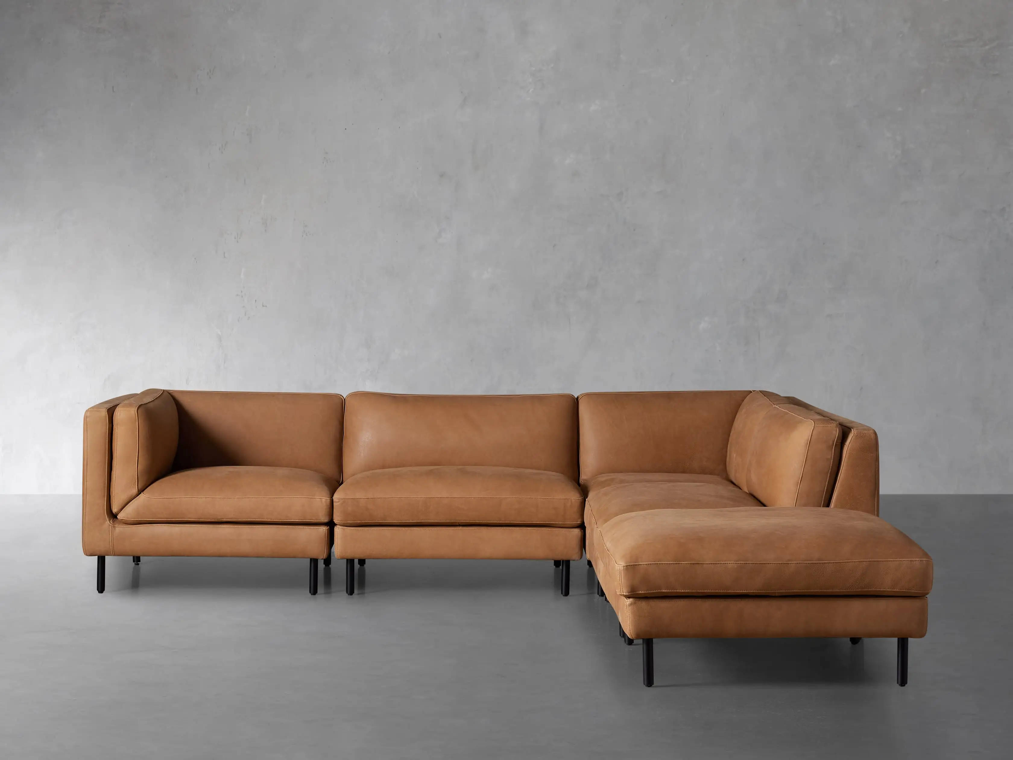 Malta Leather Five Piece Sectional with Ottoman | Arhaus