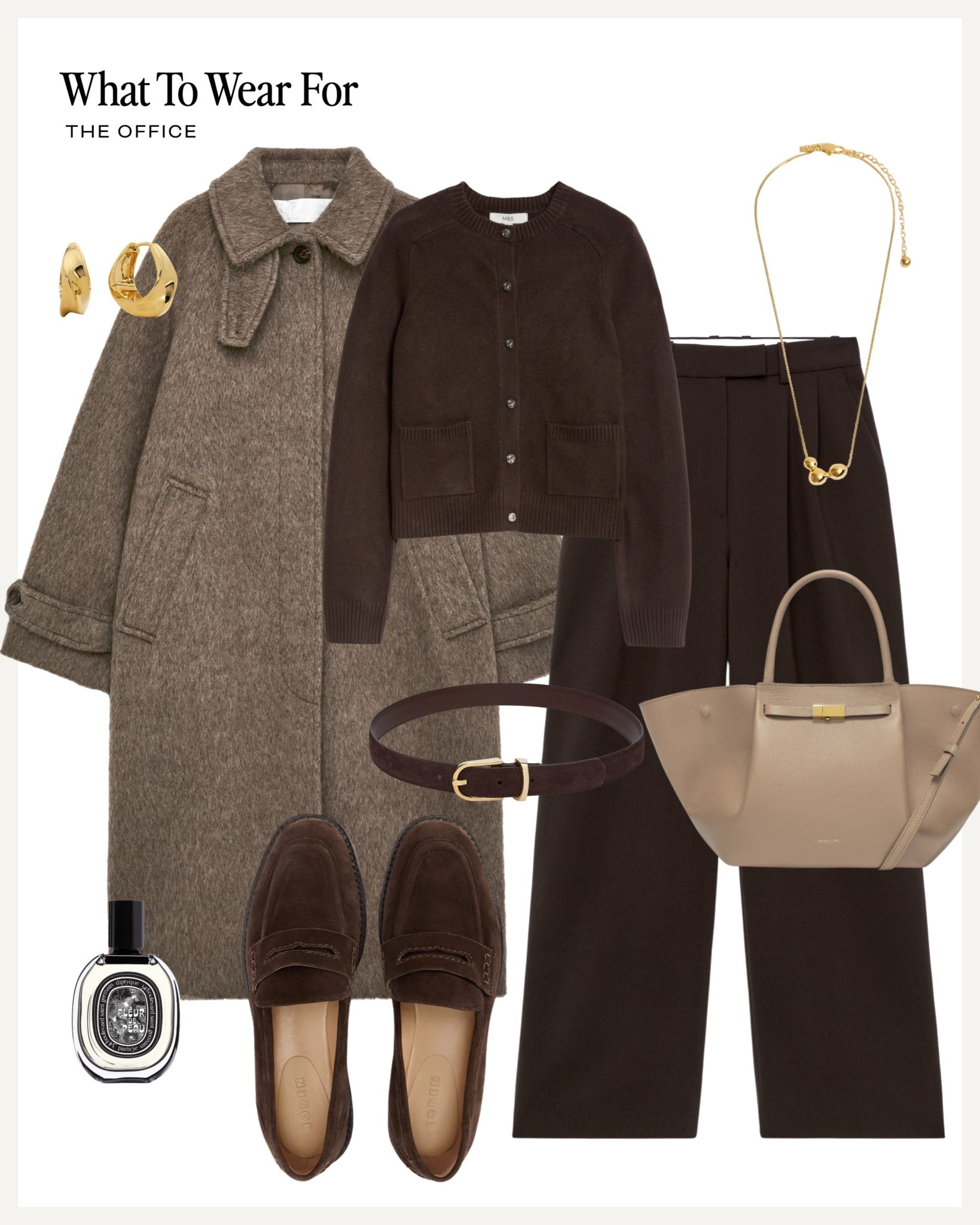 The office 💻 

Brown trousers / wool coat / suede loafers / demellier tote bag / workwear / neutral style 

#LTKworkwear #LTKautumn #LTKuk
