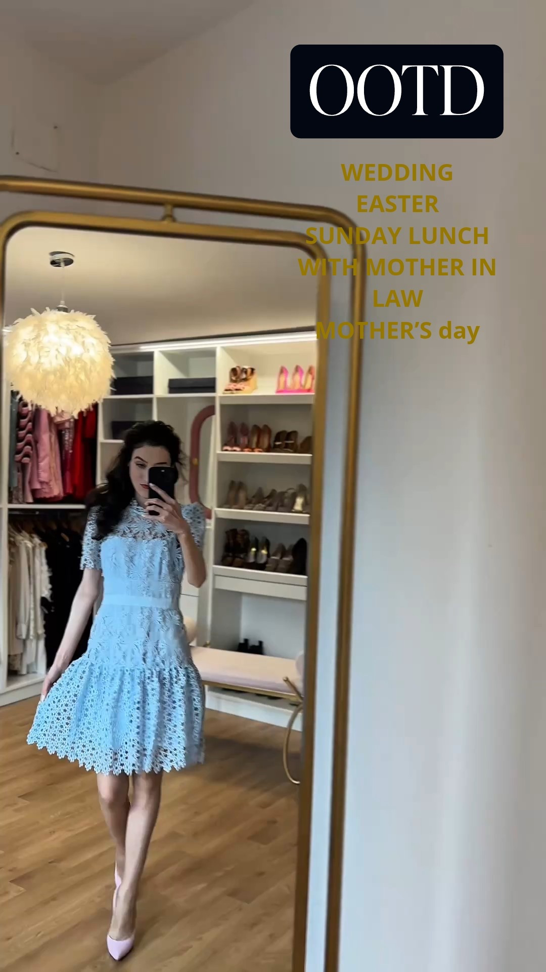Wedding Guest, dress, Easter dress, spring dress, self portrait dress, dress with high heels, airy blue lace dress, Easter outfit, wedding guest outfit, lunch date outfit

#LTKParties #LTKWedding #LTKWatchNow
