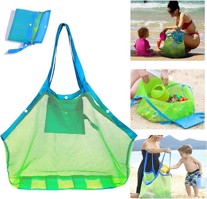 Mesh Extra Large Beach Bags and Totes - Holds Toys, Sand Molds,Towels, Sand Away - For Children's... | Amazon (US)