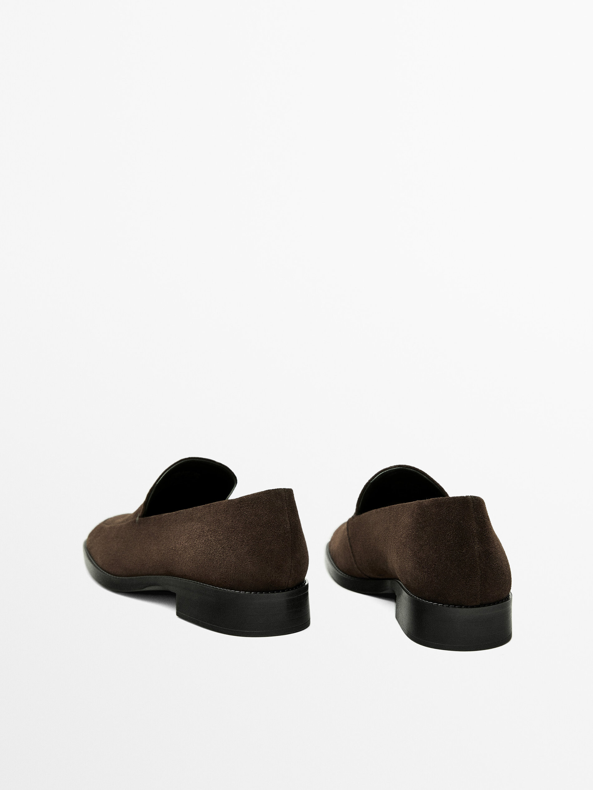 Square toe split suede loafers | Massimo Dutti US