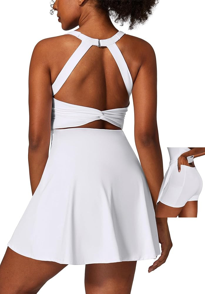 Heathyoga Easy Peasy Tennis Dresses for Women with Shorts Underneath and Bra Athletic Dress for W... | Amazon (US)