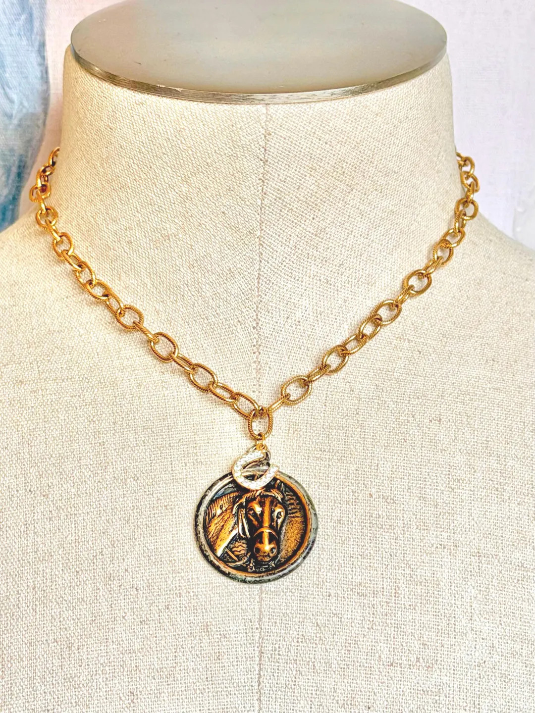 Brass Horse Head Necklace | Etsy (US)