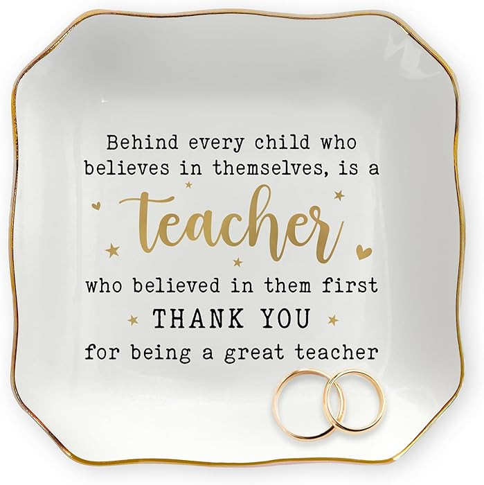 OASSIE Teacher Appreciation Gifts for Women - 4"x4" Ceramic Jewelry Dish Tray - Teachers Day Insp... | Amazon (US)