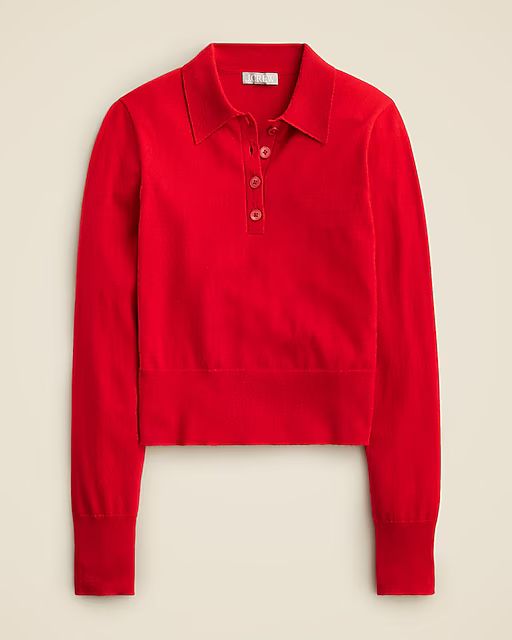 Featherweight cashmere-blend long-sleeve polo shirt | J. Crew US