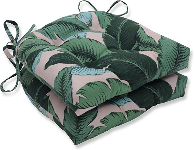 Pillow Perfect Outdoor/Indoor Swaying Palms Capri Reversible Chair Pads, 15.5" x 14.5", Blue, 2 C... | Amazon (US)