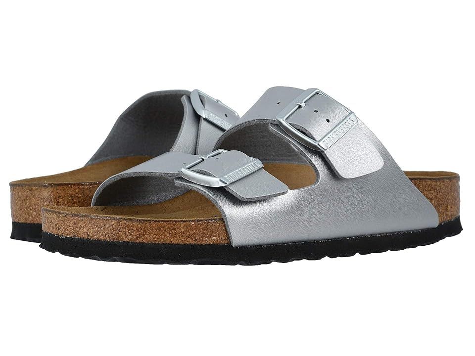 Birkenstock Arizona Soft Footbed (Silver Birko-Flor) Sandals | Zappos