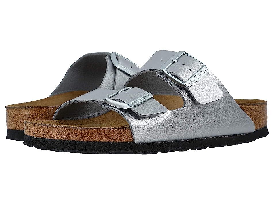 Birkenstock Arizona Soft Footbed (Silver Birko-Flor) Sandals | Zappos