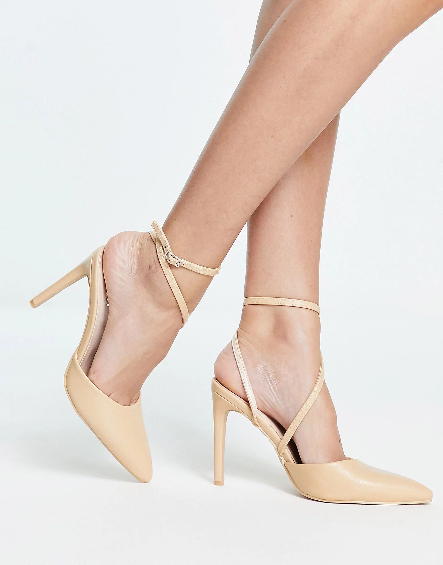 RAID Wide Fit Aasta asymmetric heeled shoes in beige | ASOS (Global)