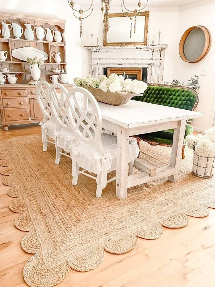 Scalloped Natural Jute Area Rug, Natural Color (8'X10') | Amazon (US)